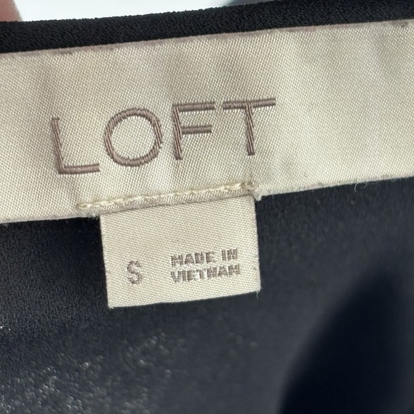 Ann Taylor LOFT Black Sheer Sleeveless Blouse Womens Size S Ruffle Office Siren - Picture 5 of 8